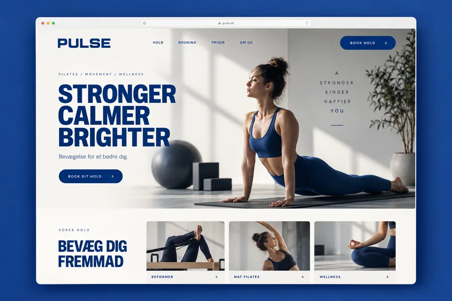 Hjemmesidekoncept til et træningsstudio.