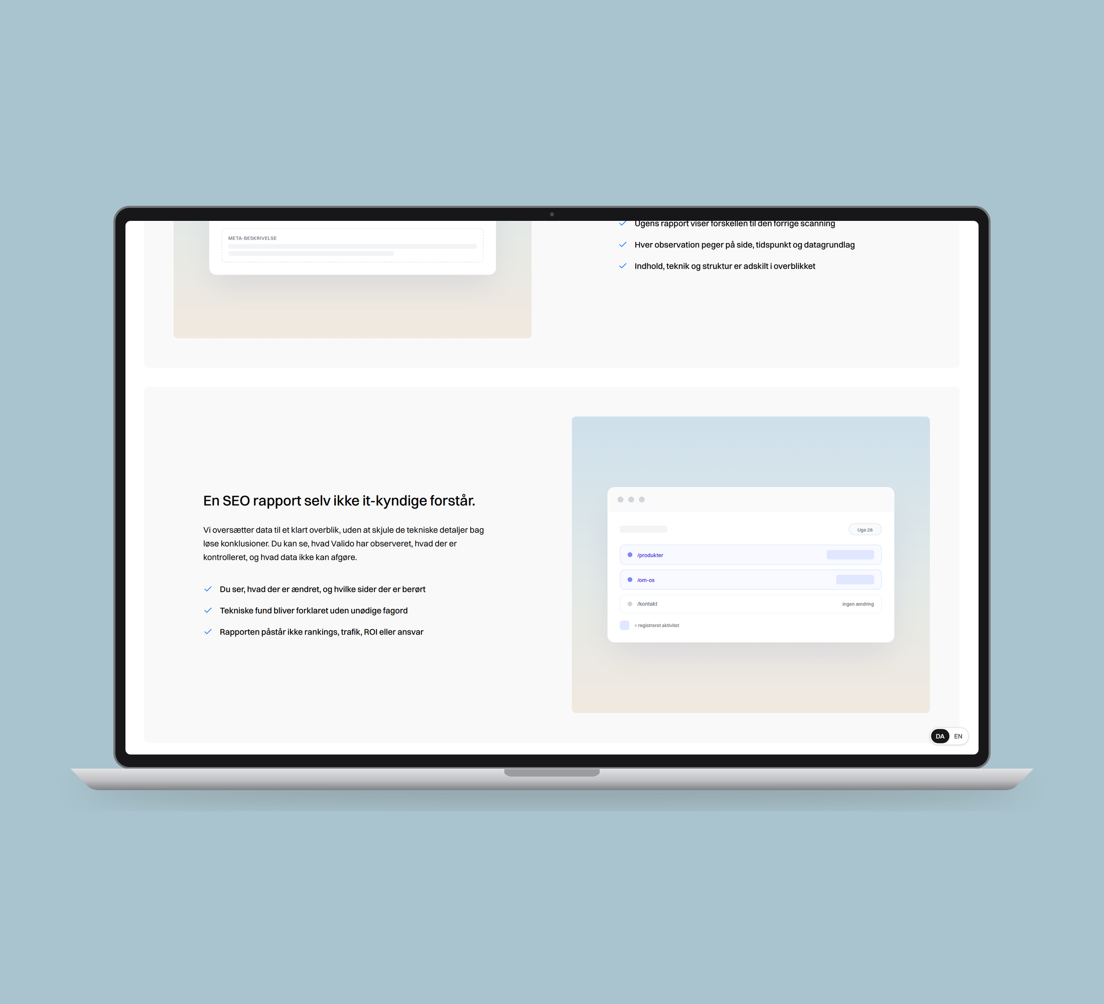 Valido: arbejdsgangen vist lige forfra på laptop på en ensfarvet studiobaggrund.